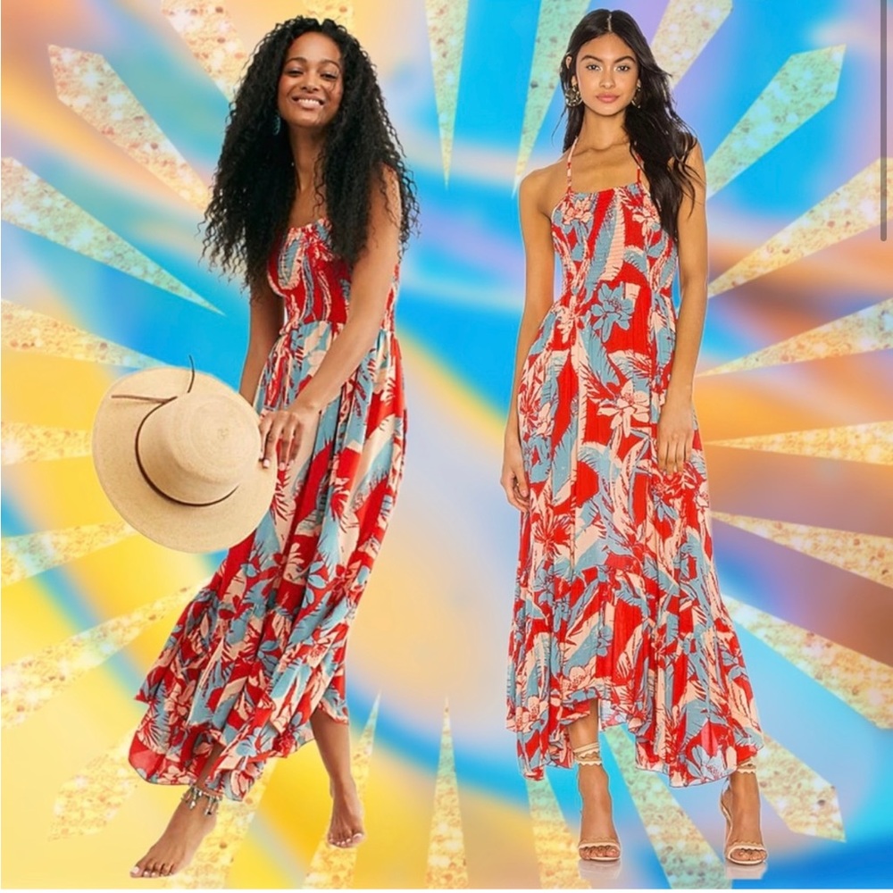 🌸💫Intimately Free People, Heat Wave Floral print dress in red combo. XS💫🌸